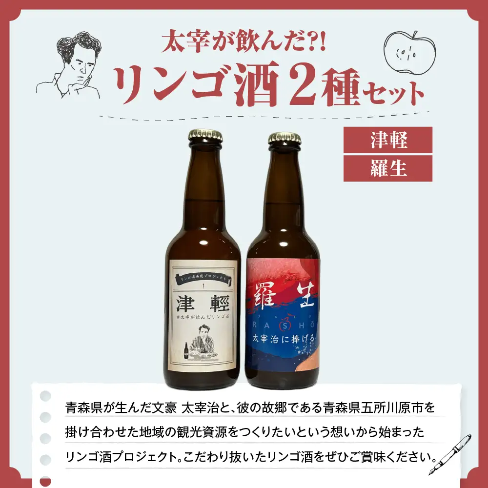 『太宰が飲んだ!?幻のリンゴ酒』復刻版「津輕」・献上版「RASHO」２本セット りんご 酒