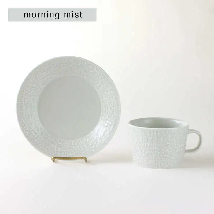 【波佐見焼】PATTERNED PLATE・MUG ペア 4点セット squall gray＋morning mist 食器 皿 【BIRDS’ WORDS】 [CF006] 波佐見焼