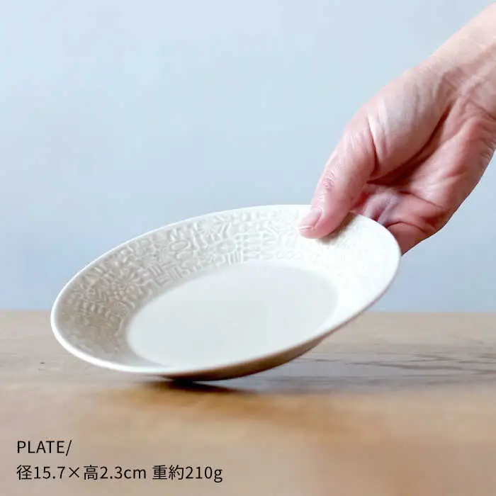 【波佐見焼】PATTERNED PLATE プレート ペア 2色セット ecru＋morning mist 食器 皿 【BIRDS' WORDS】 [CF011] 波佐見焼 食器
