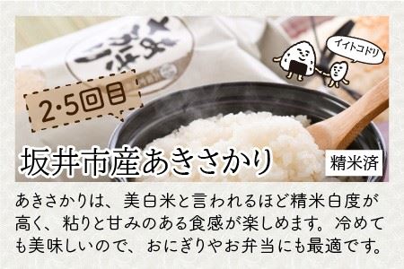 【令和8年産】 定期便 ≪6ヶ月連続お届け≫ 福井県発祥のお米 3種食べ比べ 5kg × 6回 計30kg (こしひかり・あきさかり・いちほまれ) 【 人気 品種 ブランド米 特A 】[I-6105]