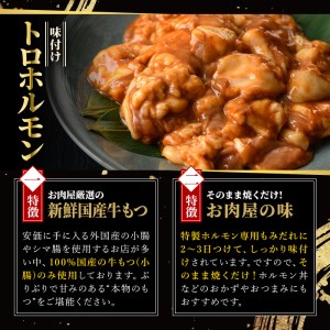 味付けトロホルモン(計2kg・200g×10パック)国産 焼肉 絶品 特Ａランク ホルモン ホルモン焼き 牛肉 味付け トロ 牛トロ モツ 牛モツ 小腸 バーベキュー 冷凍【m25-08】【有限会社Two Village】