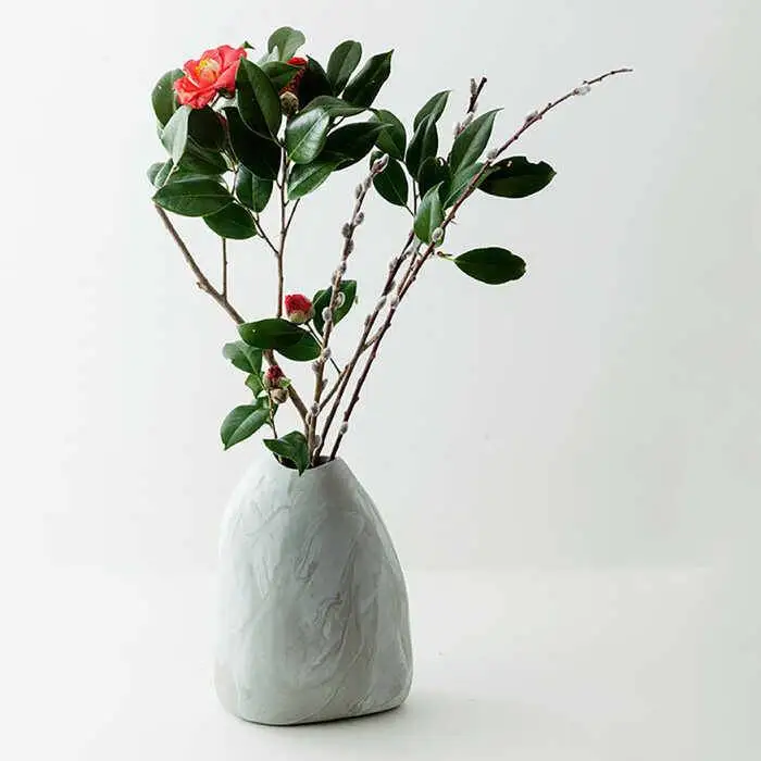 【美濃焼】likestone フラワーベースセット（ホワイト）【芳泉窯】【TOKI MINOYAKI返礼品】インテリア 雑貨 花瓶 花器 一輪挿し 大理石調 陶器 土物 白 ホワイト シンプル おしゃれ 送料無料 [MBQ005]