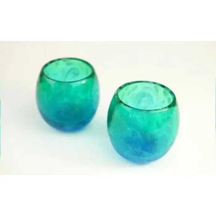 皿 琉球ガラス【沖縄県工芸士・松田英吉作】食器 10点セット：うずイラブチャー
