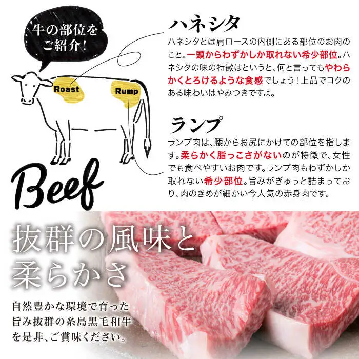 【全12回定期便】【極上 ステーキ】合計 600g (6枚入) ハネシタロース ランプ A4ランク 糸島 黒毛和牛 【糸島ミートデリ工房】[ACA171] 希少 ステーキ ランプ ロース 牛肉 赤身 国産 和牛 黒毛和牛