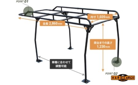 仕事も遊びも本気仕様！！ ハードカーゴ キャリア（軽トラ用） CJ01