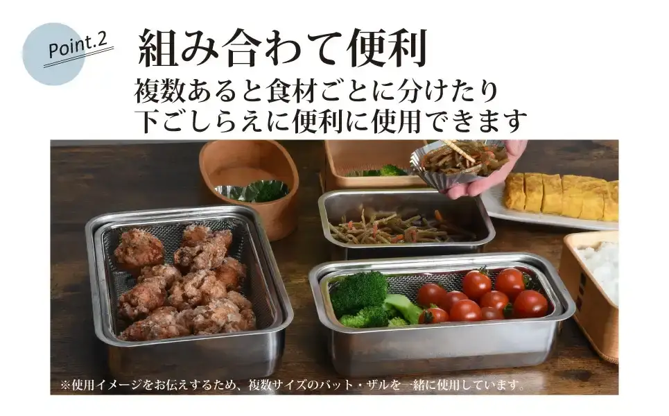 お料理はかどる 蓋付き角バット1/2サイズ 2個セット  ステンレス 食品保存 燕三条製 バット