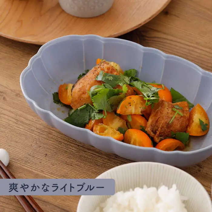 【美濃焼】オーバルボウル 20cm  ルーシュ 3色セット（ネイビー/ライトブルー/モカ）【EAST table】[MBS058]