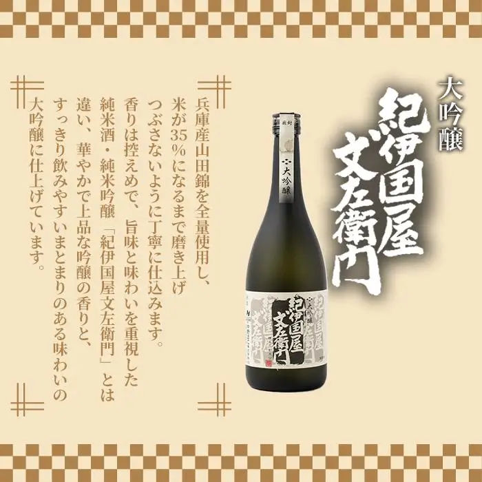 紀州の地酒　大吟醸　一掴　　大吟醸　紀伊国屋文左衛門　黒　紀州塗り　ぬりもんde Verreグラス2個セット
