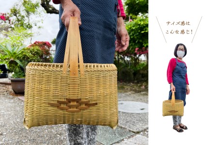 竹かごのある暮らし、「三行竹細工の竹籠（小）」  竹籠 竹細工 竹かご 籠 カゴ かご 伝統工芸 工芸品 手作り 天然素材 竹 マイバッグ バック バスケット 宮崎県産 綾町【三行竹細工】_A0114-190