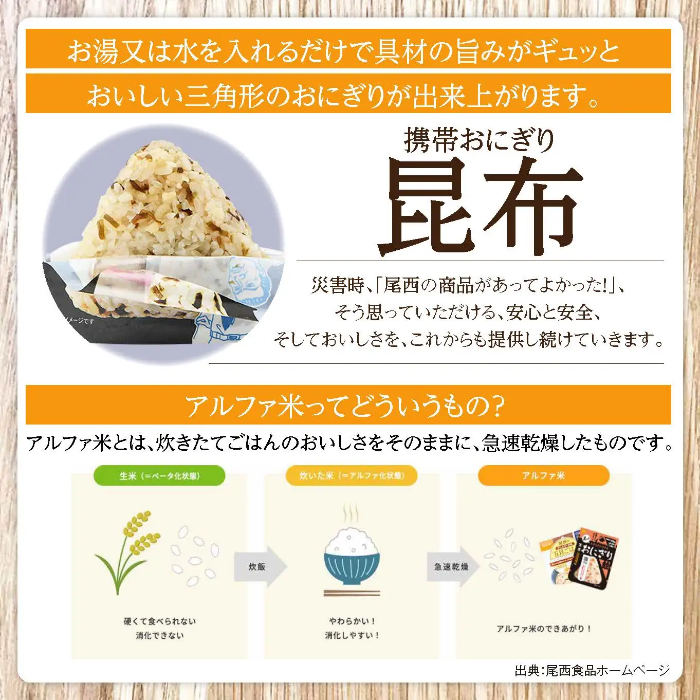 保存食 おにぎり 昆布50個入 非常食 保存食 防災食 尾西食品 