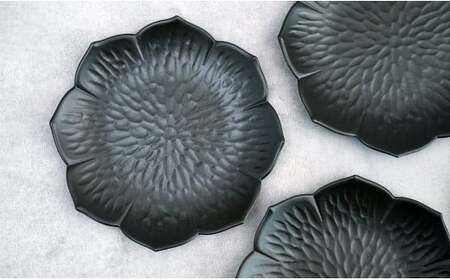 有田焼 flower plate 桔梗/漆黒 5枚セット 深海三龍堂 お皿 プレート 取り皿 ケーキ皿 パン皿 シンプル 食器 ay021
