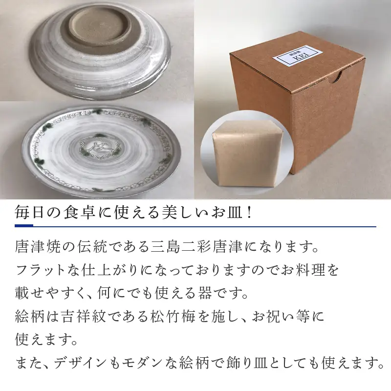 唐津焼 三島二彩7寸皿