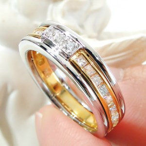 110-9-2 指輪 Pt900 K18YG ダイヤモンド 0.48ct コンビ リング プラチナ イエローゴールド エタニティ 組み込み 【 f192-ptyg-d 】 ALPAZ071