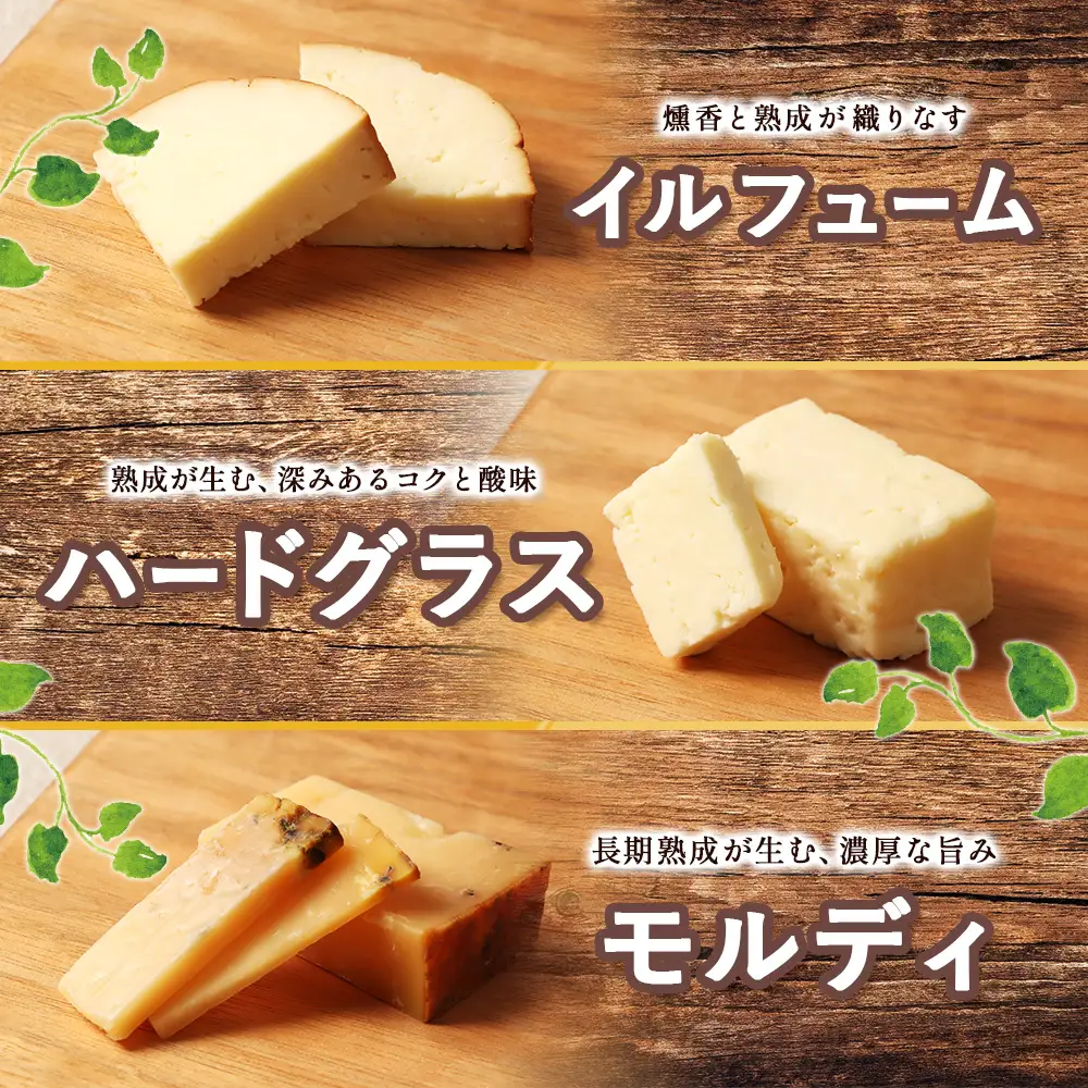 北海道雄武町産　熟成チーズセット(ハードグラス25g×３　イルフューム25g×３　モルディ25g×３)【0910301】