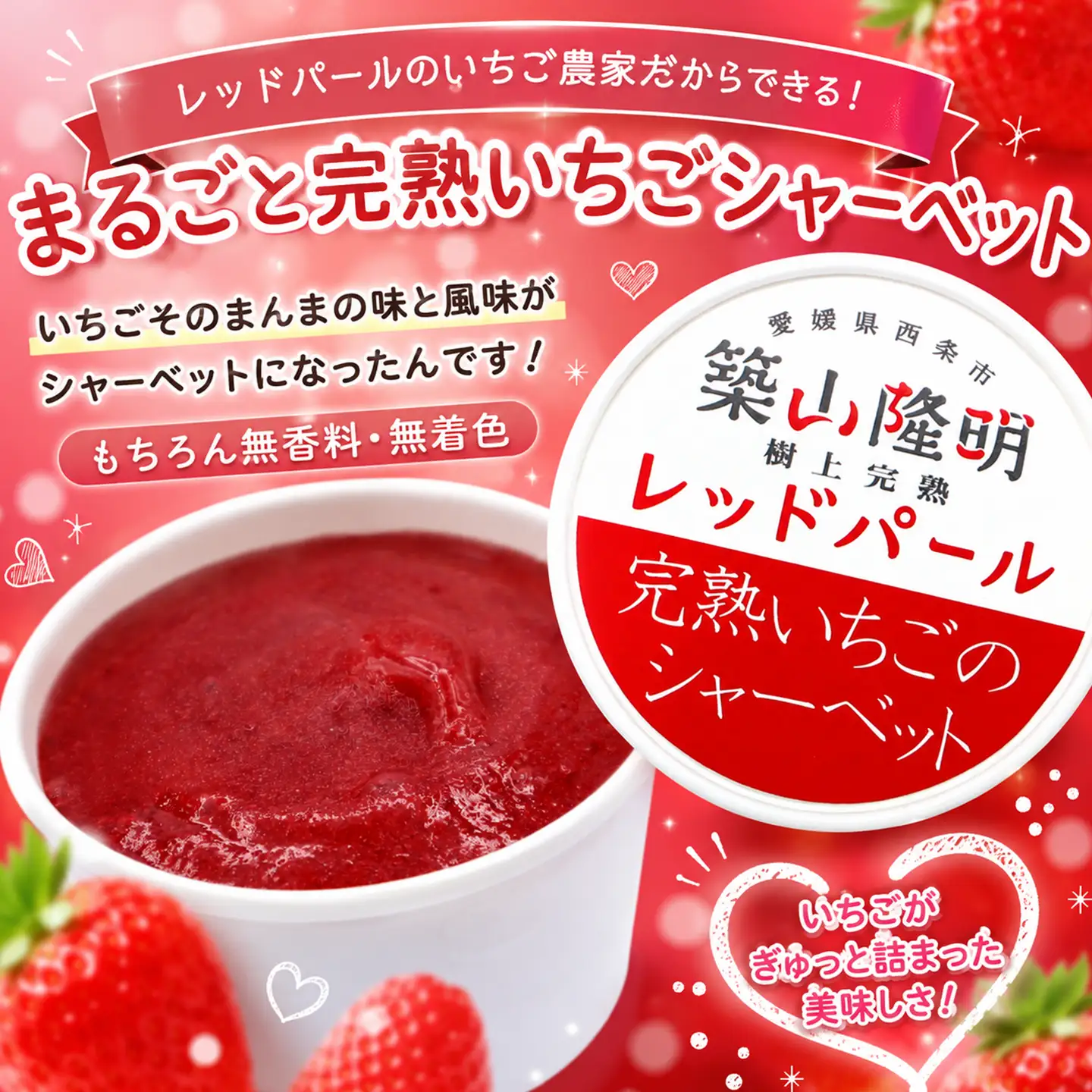 いちご農家のアイスセット（完熟いちごの豆乳アイス・シャーベット 各3個）