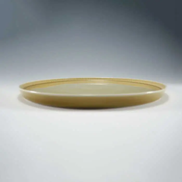 【波佐見焼】十草彫り 24cm 丸 プレート 麦藁色 食器 皿 【永泉】 [MC60] 波佐見焼