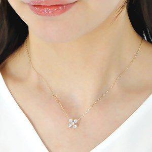 60-9-4 ネックレス K18YG クローバー フラワー ダイヤモンド 0.56ct ペンダント リバーシブル イエローゴールド クロス 十字 2way 【f162-k18yg】 ALPAZ059