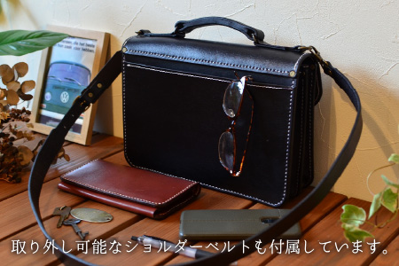 ヌメバッグ ‐BBミニ‐ ショルダー付（ブラック）本革 牛革 バッグ 鞄 [M-02700201] [BFAJ034]