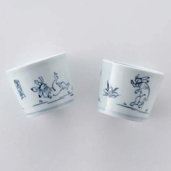 【波佐見焼】鳥獣戯画 蕎麦猪口 そばちょこ ペアセット 食器 皿 【洸琳窯】 [GE47] 波佐見焼 食器
