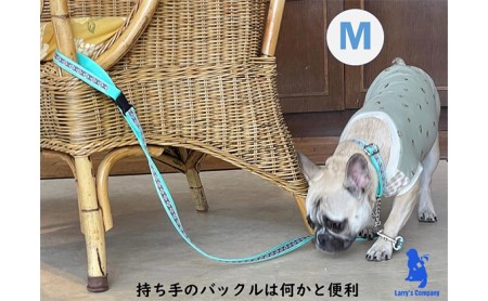 【中型犬用・Mサイズ】ハーフチョークカラーとリードのセット（ひし形＆ミント） ペット 用品 グッズ ビーグル 柴犬 ボーダーコリー フレンチブルドッグ 強い力 気管支 痛めない 抜けない 訓練 
