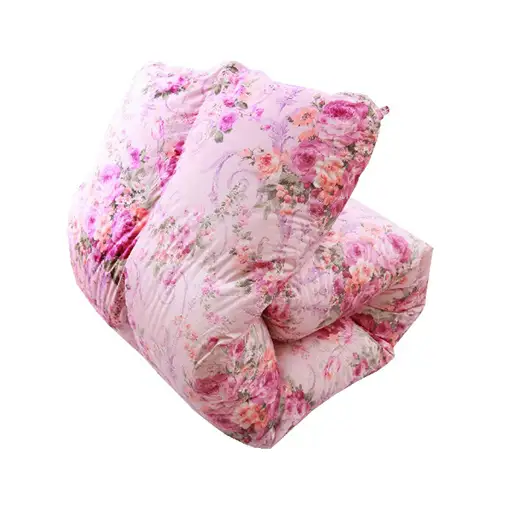 羽毛布団 掛け布団 シングル 立体キルト ピンク花柄 羽毛布団【ダウン90% 1.2kg】