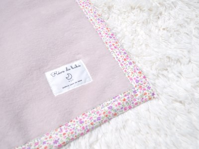 名入れ可 綿100%ベビー毛布 (ベージュピンク／花) 85×115cm 毛布の町泉大津市産 N-MM400 [3337] | ベビーブランケット ベビーブランケット