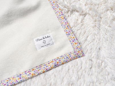 名入れ可 綿100% ベビー毛布 (アイボリー／花) 85×115cm 毛布の町泉大津市産 N-MM400 [3339] | ベビーブランケット ベビーブランケット