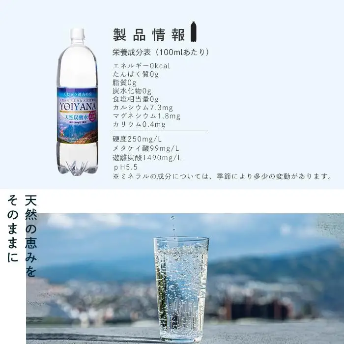 ＜１２ヶ月連続お届け 定期便＞天然炭酸水YOIYANA　1500ml×12本 | 天然炭酸水
