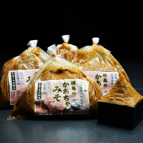 老舗の味「横島醤油納豆」 手造りかあちゃん味噌 1kg×4袋セット
