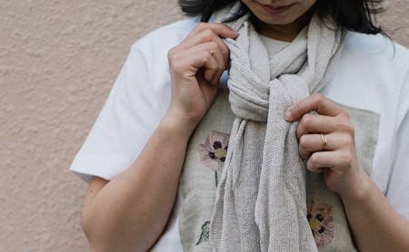 AND WOOL【手編み機で編んだ サマーニットストール】 ファッション 小物 レディース 夏 お出かけ 