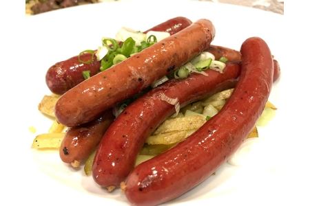 島本ジビエソーセージ4パック（1パック5本入り） ／ ジビエ 鹿 シカ肉 猪 猪肉 イノシシ肉 ソーセージ 加工品 おつまみ おかず 手軽 冷凍 高たんぱく タンパク質 低カロリー 赤身 鉄分 ヘルシー 旨味 歯ごたえ 野性味 狩猟肉 RISTORANTE Co.N.Te リストランテ コンテ 大阪府 特産品 No.047