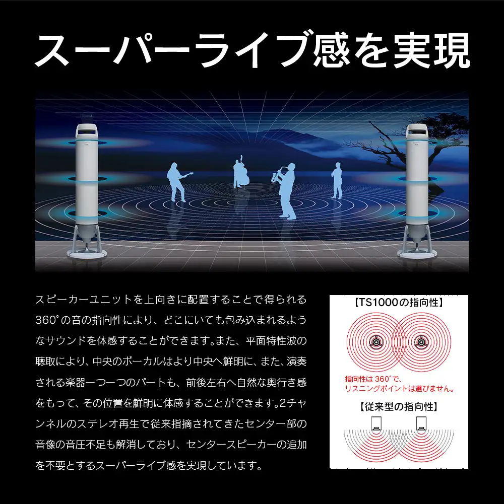 スピーカー オーディオ 全方位 無指向性 Egretta エグレッタ TS1000 タワー型 オオアサ電子 アンプ非搭載 2本1組_OE025_004