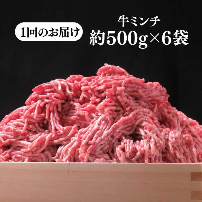 【全3回定期便】 壱岐牛 A5ランク 牛ミンチ 約500g×6 《壱岐市》【KRAZY MEAT】 [JER046] 小分け ミンチ 3kg 挽き肉 ひき肉 牛肉 赤身