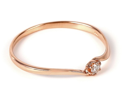 細身0.04ct　ウェーブライン　Ｋ10PG　一粒ダイヤ　リング　R951DI-R2