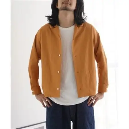 Kinudian パジャマシルクシャツ オレンジ フリーサイズ　ユニセックス　リラックスコーデ_装飾品・工芸品 女性・レディース 洋服   装飾品・工芸品 男性・メンズ 洋服 _【1313176】