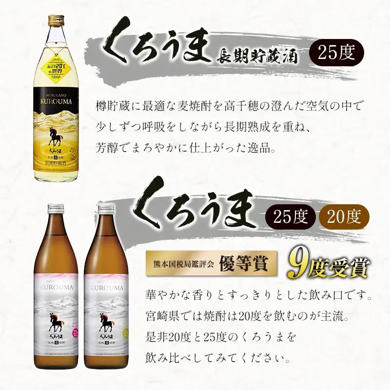 神楽酒造　麦焼酎くろうま 5本飲み比べセット＜18-50a＞