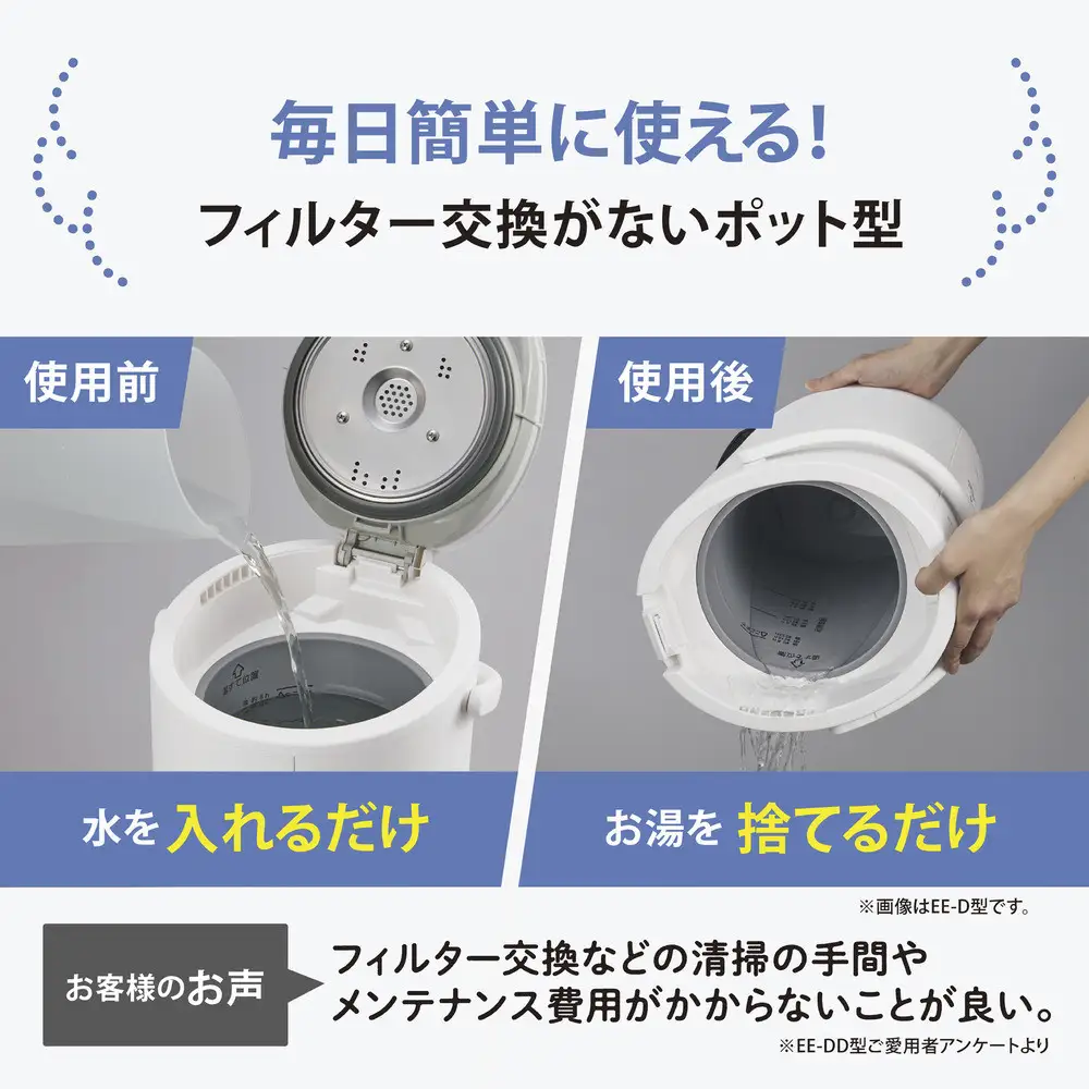 象印 スチーム式加湿器 EERV50-WA ホワイト