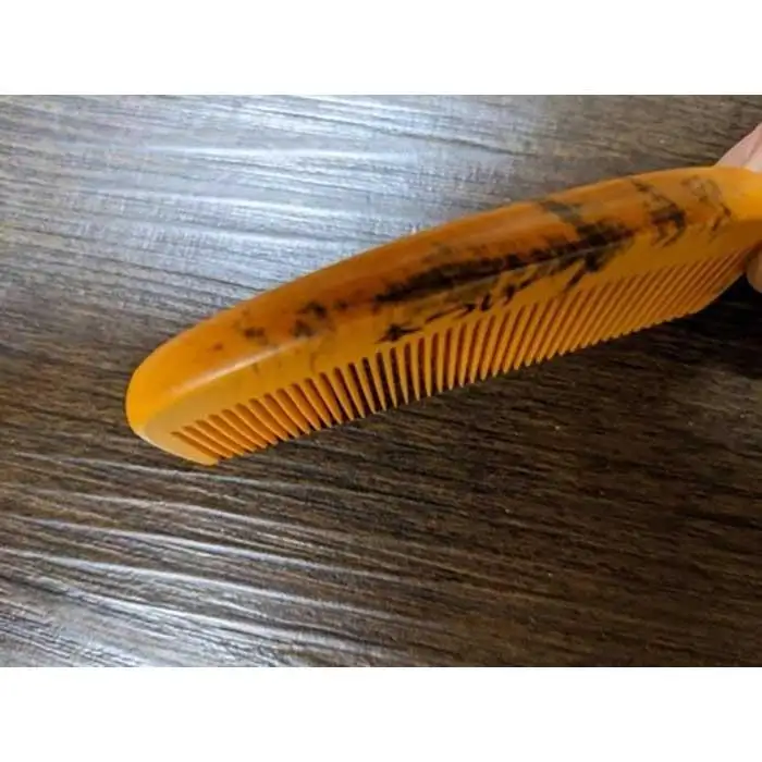つげ櫛の櫛留商店　本つげ材とき櫛（細歯）袋付　※約８.２ｃｍ