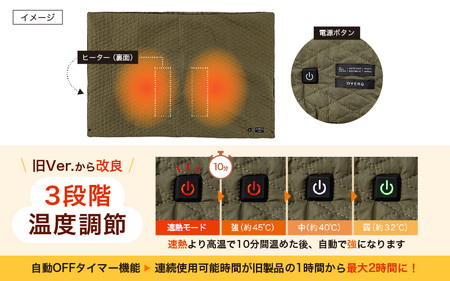 DVERG USBブランケット 1点 (オリーブ) ひざ掛け 電気毛布 アウトドア [B-8038_03]