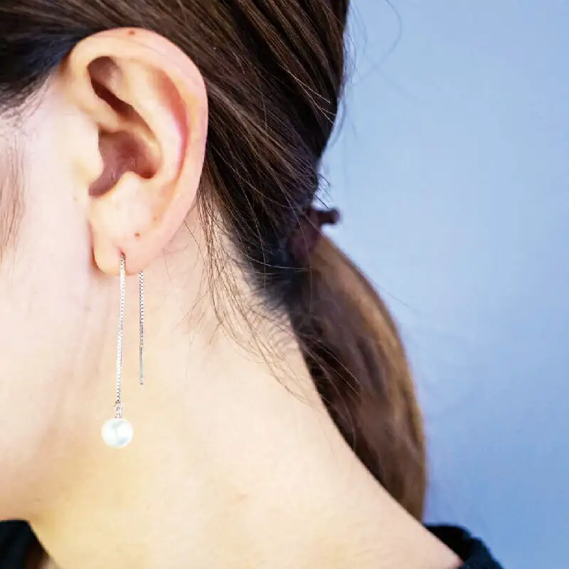 真珠 チェーン ピアス 7.5mm シルバー925 SV Yamashita-Pearl アクセサリー ネックレス アコヤ真珠 本真珠 akoya パール ファッション カジュアル 慶事 結婚式 卒業式 入学式 お祝い ギフト 贈り物 国産 愛媛 宇和島 A037-021002