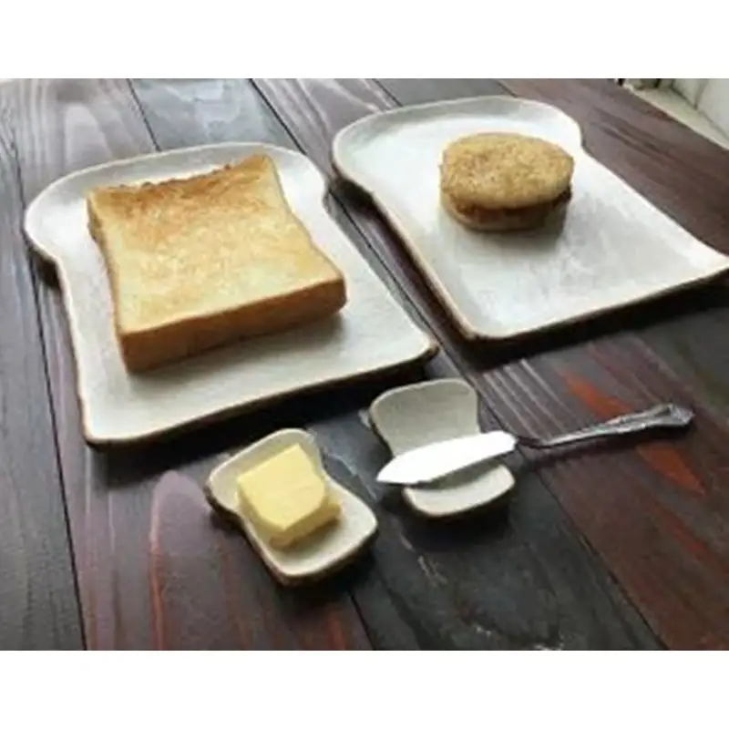食パンの皿　ラージサイズ　4枚セット+箸置き4個セット【716】_HA0973