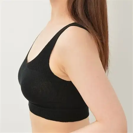 日本製 シルク ニット ブラジャー 無縫製 お肌よろこぶ (パット付) ブラック (781-7532_装飾品・工芸品 女性・レディース 洋服 _【1256006】
