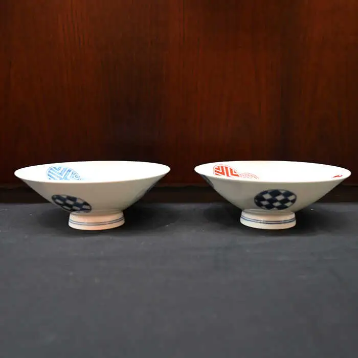 【波佐見焼】はさみ平茶碗 丸地紋 （呉・朱） 茶碗 ペアセット 食器 皿 【協立陶器】 [TC86] 波佐見焼