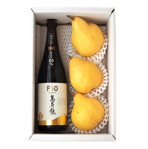 【2026年先行予約】日本酒 地酒「マスカガミF60 720ml」と西洋梨「ル・レクチェ1kg」セット 樋口農園《11月下旬以降順次発送》