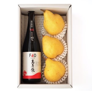 【2026年先行予約】日本酒 地酒「マスカガミF40 720ml」と西洋梨「ル・レクチェ1kg」セット 樋口農園《11月下旬以降順次発送》