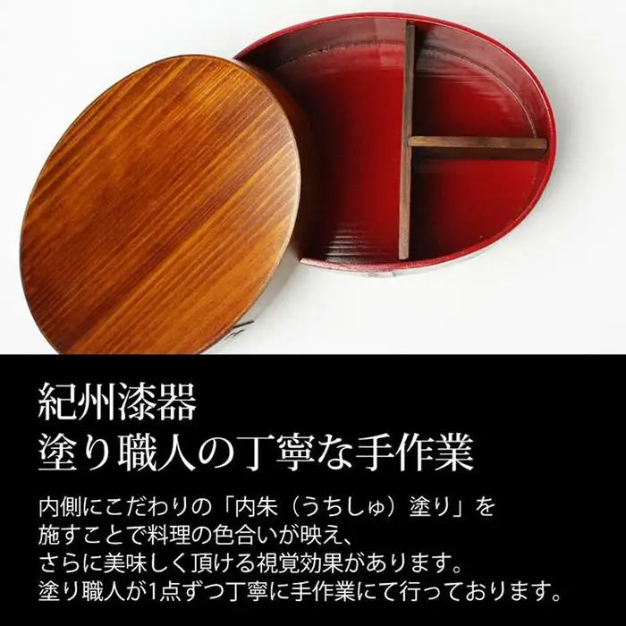 曲げわっぱ 弁当箱 内朱 700ml 高背小判型 紀州漆器【漆塗り】  みよし漆器本舗 紀州塗り