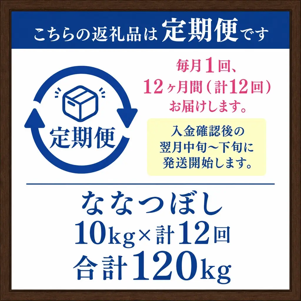 【12か月定期便】 特A厳選米 雪蔵工房ななつぼし 10kg×12回 ｜ ななつぼし 