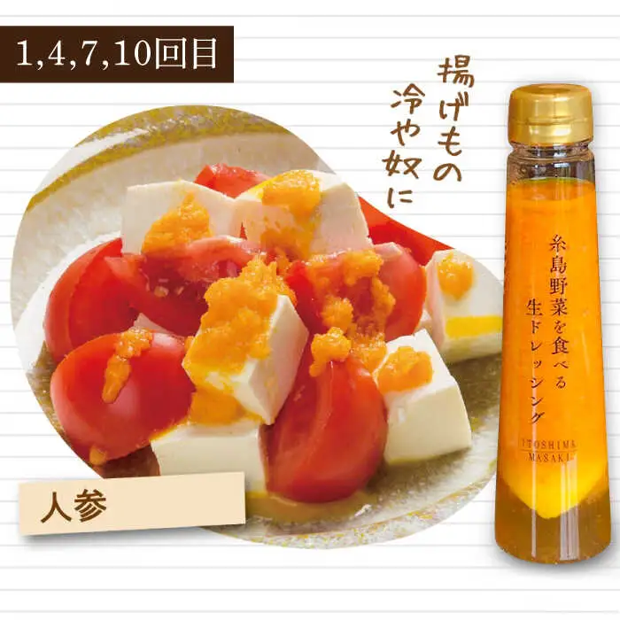 【全12回定期便】【毎月1本ずつお届け】糸島野菜を食べる生ドレッシング 3種  （ 人参 / 玉葱 / ルッコラレモン ） 糸島市 / 糸島正キ [AQA037]