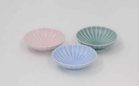 有田焼 深川製磁 釉遊彩 菊花小付3枚入 (Pale） 皿 食器 aa007