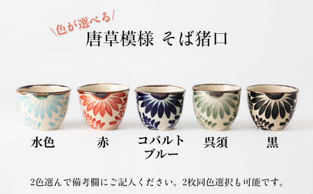 ＜色が選べる！＞唐草そば猪口　2個セット【尚工房】